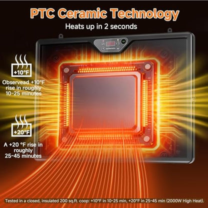 2026 Smart Chicken Coop Heater Brooder Plate, 200W Chicks Double-Sided Radiant Heat Panel with LED Light, Remote Control, Timer & Temp Controller Compatible, Ducklings Poultry & Small