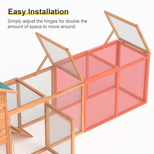 GOJOOASIS 40" Chicken Run Outdoor Wooden Chicken Coop Hen House Poultry Cage w/Wire Fence Indoor and Outdoor Use (B) - size: B