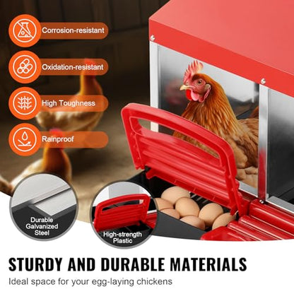 VEVOR Chicken Nest Box, 10-Compartment, 30 to 45 in Stable & Corrosion-Resistant Mental Nesting Boxes with Inclined Nesting Boxes, Bottom Holes & Resting Platform, Fit for Different Chicken Breeds - size: 51.9"L x 20.6"W x 31.1"H