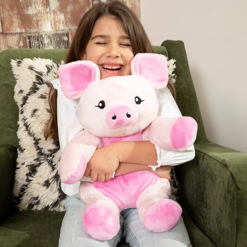 HUGIMALS Harper the Pig 20 Inch 4.5 lb Heavy Cute Sensory Weighted Comfort Plush | Large Unscented Washable Self Care Calming Stuffed Animal for Kids, Teens and Adults - color: Harper the Pig