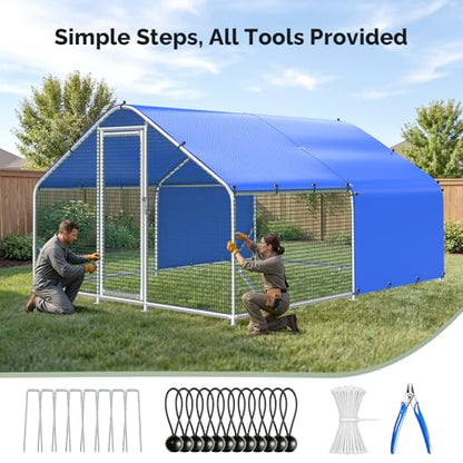 Sino Luban Metal Chicken Coop Run 11.8x8.9ft with Heavy Duty Hardware Cloth, Large Chicken Runs for Yard with Waterproof Cover, Outdoor Chicken Pen Enclosure, Walk-in Poultry Cage with Support Brace - size: 11.8x8.9 FT - Hardware Cloth