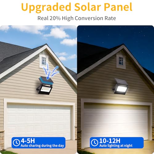 Solar Motion Sensor Lights Outdoor, 107 LED Security Flood Lights IP66 Waterproof, Dusk to Dawn Solar Powered Wall Lights, Cool White 4 Pack for Yard Patio Garage - size: 4 Pack