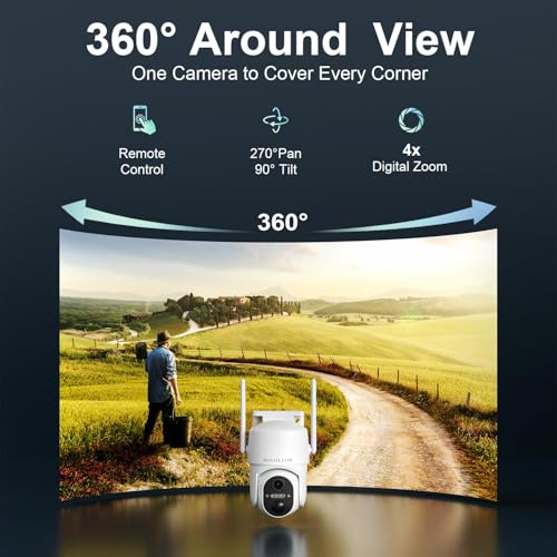 HOSAFE.COM 4G LTE Cellular Security Camera Wireless Solar Powered, Free Cloud Storage, No WiFi Security Camera Outdoor, 2K PTZ 360°, IP66 Waterproof for Farm Barn Jobsite Off-Grid