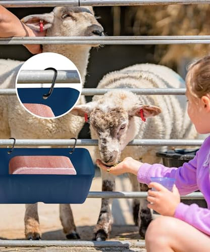 Chicken Feeders, 2 Pack, Duck Feeders and Waterers, Hanging Poultry Water Feeder, Livestock Fence Feeder, Feed Trough and Waterer Bucket with Clips, Blue - color: 2 Pack Blue