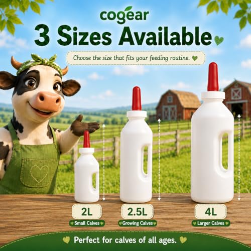 Screw Nipple Calf Feeding Device, Calf Feeding Bottle with Rubber Nipple & Cap, Handle Milk Pot Calfs Feeding Supplies (2L-Base) - color: 2L-Base