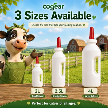Screw Nipple Calf Feeding Device, Calf Feeding Bottle with Rubber Nipple & Cap, Handle Milk Pot Calfs Feeding Supplies (2L-Base) - color: 2L-Base