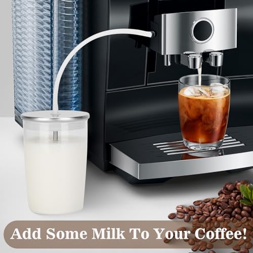 Glass Milk Container for Jura, 16.9oz Clear Glass Milk Container Compatible with Jura Coffee Machine Models: Z8,Z6,J6,S8, S80, E8,GIGA X8cG2/X8G2/X3cG2/X3G2/5,X8,X10,WE8,W3,X7,ENA 8,Micro 90,E6,D6 - style: Container
