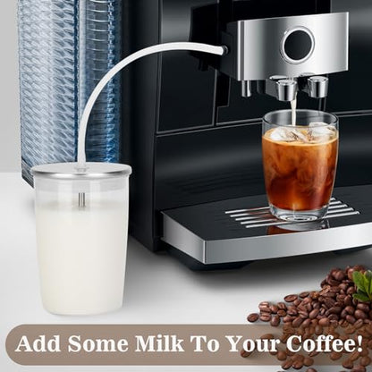 Glass Milk Container for Jura, 16.9oz Clear Glass Milk Container Compatible with Jura Coffee Machine Models: Z8,Z6,J6,S8, S80, E8,GIGA X8cG2/X8G2/X3cG2/X3G2/5,X8,X10,WE8,W3,X7,ENA 8,Micro 90,E6,D6 - style: Container
