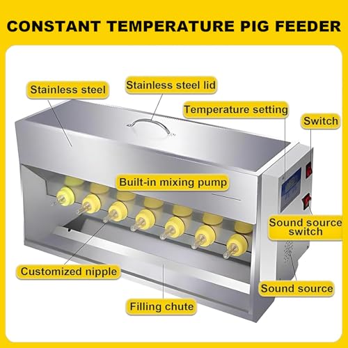 Stainless Steel Piglet Lactation Feeder, with Sound Source, Automatic Stirring Little Pig Milk Feeding Machine, for Lambs and Small Cattle, Prevent Piglet from Running Around 14 Nipples - size: 14 Nipples