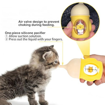 20ml Pet Nursing Bottle, Slow Flow Silicone Feeder for Newborn Puppies, Kittens & Small Animals, Easy-Grip, Anti-Leak, Easy to Clean, Yellow