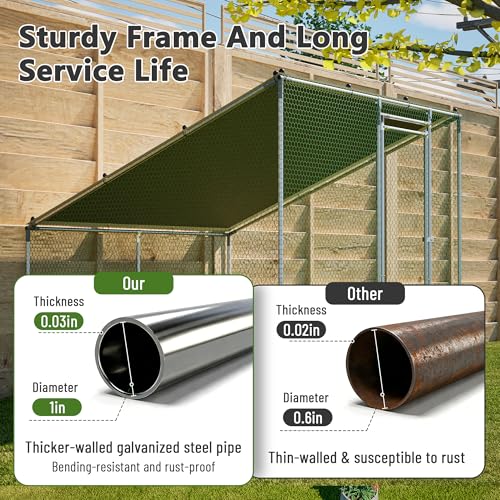 Metal Chicken Coop 84*78*72inch with Waterproof and Anti-UV Roof and Run,Walk-in Hens pen with Security Lock,Out-Door Poultry Enclosure for Small Animal Like Chickens Fence,Ducks,Rabbits Cage for Yard - size: 84.0"L x 78.7"W x 72.7"H