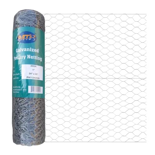 20GA Galvanized Hexagonal Poultry Netting Chicken Wire 24 inches x 25 feet x 1 inch Mesh - size: 24"x25'