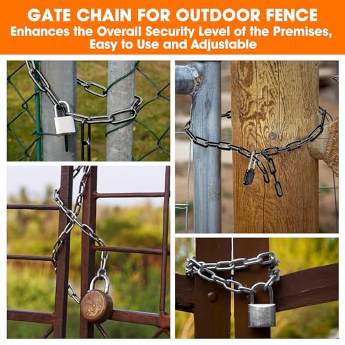 Gate Chain Lock, 23.6 Inch 304 Stainless Steel Chain Fence Gate Latch with Carabiner, Outdoor Hardware Lock Chain for Yards, Pet Cages, Horse Goat Dog Stall Barn and Fence Gates (Black Dia 4mm-1Pc) - color: Black Dia 4mm-1pc