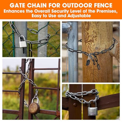 Gate Chain Lock, 23.6 Inch 304 Stainless Steel Chain Fence Gate Latch with Carabiner, Outdoor Hardware Lock Chain for Yards, Pet Cages, Horse Goat Dog Stall Barn and Fence Gates (Black Dia 4mm-1Pc) - color: Black Dia 4mm-1pc