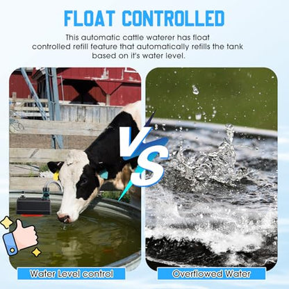 Threlaco 2 Set Water Tank Float Valve with 3/4" Hose Connector Automatic Water Level Control Float Valve for Farm Livestock Horse Pool Aquariums Hydroponics and Livestock Waterer