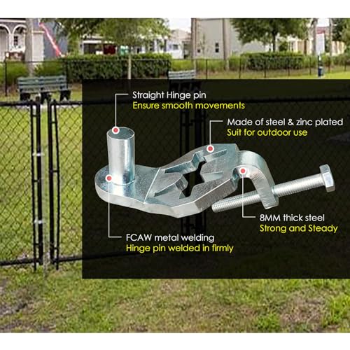 QMARK Fence Gate Hinge Pins, 5/8 Inch, 2 Pack, Galvanized Steel Fence Gate Hangers for Farm and Garden (T-Post Hinge)