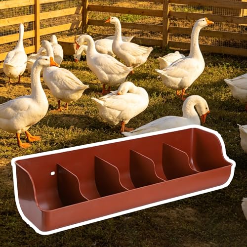 Small Multi-Compartment Poultry Feeder, 18 22 26 in Long Hay Feeder, Feeding Container for Geese Duck Backyard Farm Feeding Equipment(Red L54.5cm/21.5") - size: Red L54.5cm/21.5"