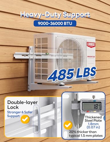 Mini Split Wall Mounting Strong Bracket for 9000 Btu to 36000 Btu Outdoor Ductless Mini Split Air Conditioner Heat Pump AC Systems, Max 485 Lb Capacity - size: 9000-36000 BTU