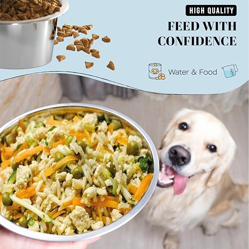 AVERYDAY 24oz Stainless Steel Dog Bowls Set, 2 Pack for Replacement Dogs Bowl Stand, 3 Cups Metal Dog Bowls, 6 Inch Small Medium Dogs Water Bowl for Raised Feeder with Opening 6.38-6.54'' - size: Fit 6.38-6.54" Feeder Holes (3 Cups)