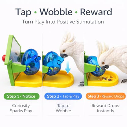 Small Pet Intelligence Growth Rotating Foraging Toy with Mirror for Birds,Budgies,Parakeets, Rats & Hamsters Chew-Proof Cage Feeder Slow Release & Self-Discovery Fun(1pc Random Color)