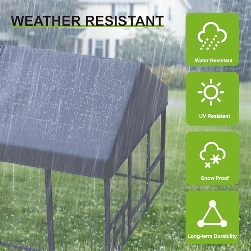 Chicken Coop for10-12 Chickens, Large Wooden Chickens Run, Outdoor Walk in Poultry Cage Duck Runs for Yard with Cover & Chicken Vegetable Feeder,Chicken House for Outside Farm Backyard - size: 96.1" x 71" x 71"