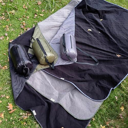 Large Outdoor Waterproof Blanket-Quilted Extra Thick Fleece Windproof Warm Includes Stuff Sack Shoulder Strap Machine Washable,55"x78"-Grey - color: Grey