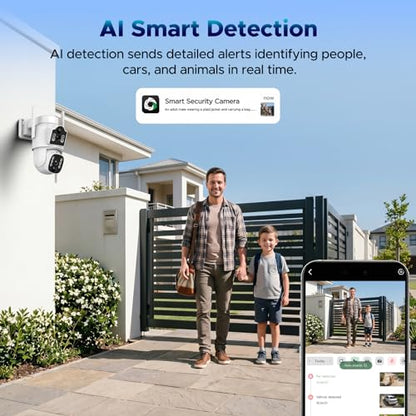 VOOPEAK 4G LTE Cellular Security Camera, Dual Lens 360° PTZ Auto Tracking, Solar Camera Outdoor Wireless with SIM Card,2K HD Color Night Vision, IP66 Waterproof, 2-Way Audio,No WiFi Needed