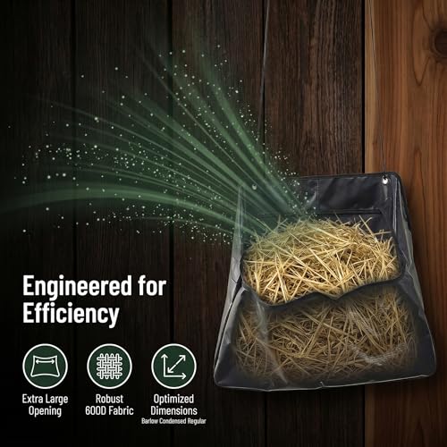 Horse Hay Bag - Large Capacity Tear Resistant Hanging Slow Feeder Pouch with Clear Visual Window - Portable Grass Storage Container for Equestrian Training Stable Yard and Farm
