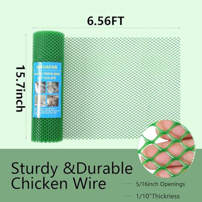 Plastic Wire Mesh Fence Roll - Ideal for Poultry, Rabbit, Barrier & Gardening - Durable Plastic Chicken Wire Mesh - Versatile Plastic Fencing (Green, 15.7IN*6.56FT), SL001 - color: Green, size: 15.7 IN * 6.56 FT