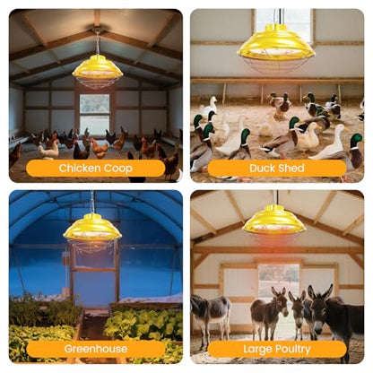 Hanging Chicken Coop Heater, 600W 2 Heating Levels Premium Waterproof Large Range Heaters for Cattle, Horses, Donkeys, Poultry, Greenhouse Plant - size: Large Heater