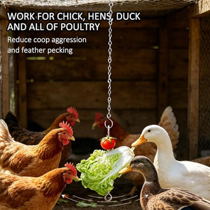 Chicken Coop Accessories Kit, Chicken Enrichment Toys, Vegetable Hanging Feeder for Backyard Chickens, Hens, Ducks & Poultry, 2 Pack