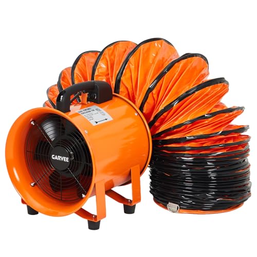 8 Inch Utility Blower Exhaust Fan, Portable Industrial Exhaust Fan with 16.4 ft Flexible Duct Hose, 1100 CFM Low-Noise Air Mover Blower Fan/Extractor/Ventilator for Basements, Workshops, Warehouses - size: 8 inch Fan+16.4 ft Ducting