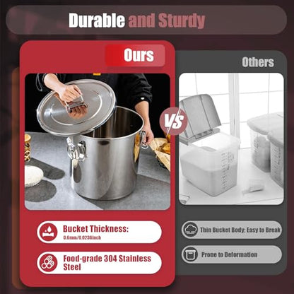 1.61Gal 304 Stainless Steel Airtight Canister,Metal Bucket Large Stainless Steel Canisters - Locking Clamp & Airtight Lids - Dog Food/Bird Seed/Coffee Storage Container - color: 1.61 GAL