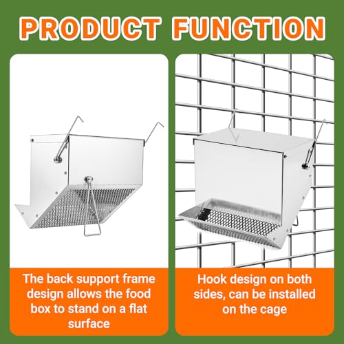Rabbit Feeders Automatic for Cages,3.5 Pound Metal Trough Feeder with Water Bottle Galvanized Steel Outdoor Bunny Food Dispenser for Rabbits Chicken Guinea Pig Pet and Other Small Animals