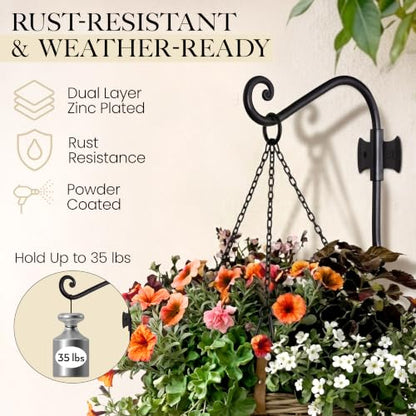 RTZEN Plant Hangers Outdoor or Indoor - Wrought Iron Metal Hanger Indoor Hook - Heavy Duty Wall Bracket Hooks for Hanging Plants Baskets Lanterns Bird Feeders - 2 Pack (Black Axe-Shape Hooks 7.5") - size: 7.5 Inch, style: Axe Hooks