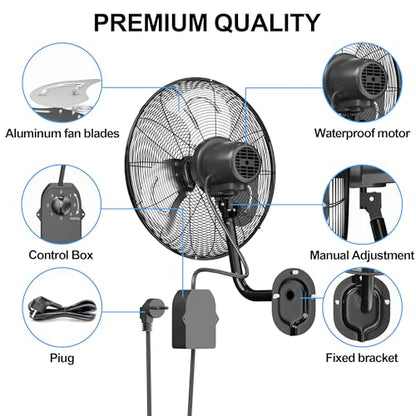 KEGIAN 22 Inch Wall Mount Fan, Industrial Wall Mounted Fan for Outdoor Use