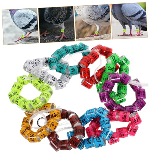 Abaodam 100pcs Pigeon Leg Bands Colorful Bird Foot Rings for Easy Identification of Racing Pigeons Chickens and Other Poultry Mixed Colors Random Styles