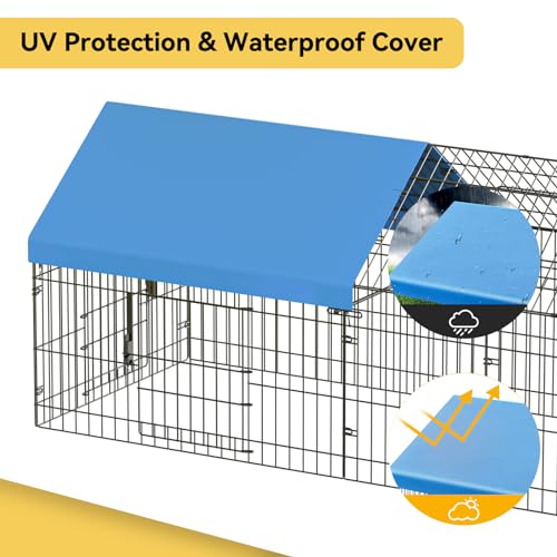 INJOPEXI Metal Chicken Coop 71.7"×30"×31" Chicken Runs for Yard with Cover Chicken Playpen Enclosure Chicken Pen Kennel Duck Coop Cage Hutch Fence for Outdoor Backyard Farm Rabbit Small Animal Poultry