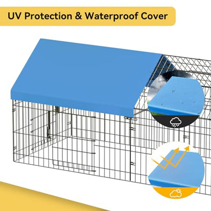 INJOPEXI Metal Chicken Coop 71.7"×30"×31" Chicken Runs for Yard with Cover Chicken Playpen Enclosure Chicken Pen Kennel Duck Coop Cage Hutch Fence for Outdoor Backyard Farm Rabbit Small Animal Poultry