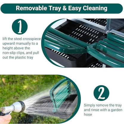 Chicken Nesting Boxes,10 Hole Metal Roll Away Eggs Laying Boxes with Ventilation Holes，Rustproof Plastic Tray & Keyhole Mounting, Cleanable Pull Out Nest Box for Hen & Duck, Green - color: Green, size: 10 holes