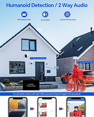 CAMCAMP Solar Security Cameras Wireless Outdoor, Home Security Camera System, 4MP Solar-Powered 6 Cam-Kit, 10CH NVR w/ 500GB HDD, 2.4G& 5G WiFi, Color Night Vision, Motion Detection, 2-Way Audio, IP66 - color: SC17AUS