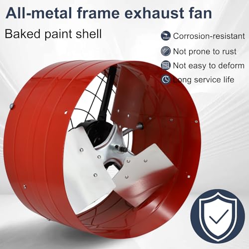 Criditpid 16 Inch Gable Mount Vent Attic Fan, Exhaust Ventilation Fan with Adjustable Thermostat for Gable, Home, Shed, Garage, Portable Building, 3.4A, 1075RPM, 2940CFM, 4200 Sq.Ft Coverage Area, Red - color: 2940CFM