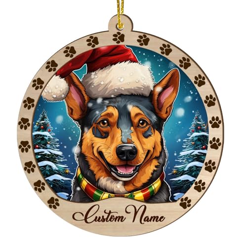 Personalized Australian Cattle Ornament, Australian Cattle Christmas Ornament, Custom Name Australian Cattle Dog Suncatcher for Christmas Tree - color: Australian Cattle