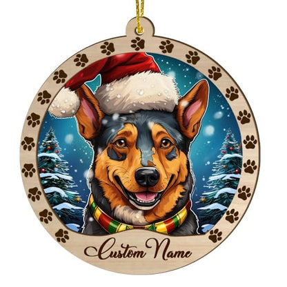 Personalized Australian Cattle Ornament, Australian Cattle Christmas Ornament, Custom Name Australian Cattle Dog Suncatcher for Christmas Tree - color: Australian Cattle