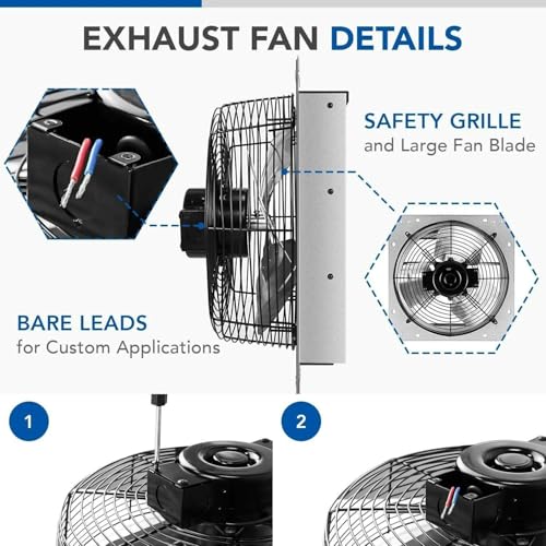12 Inch Shutter Exhaust Fan Aluminum High Speed 1620RPM 940 CFM, Replacement for iPower OEM