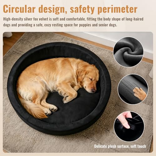 39 Inch Round Dog Bed Ball Pit, Indoor Playpen for Cats and Small Dogs, Dual Use Pet Play and Rest Area, Black (Balls Not Included) - color: Black