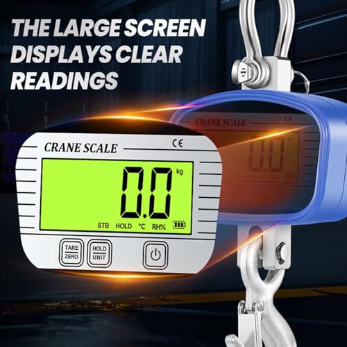 FTVOGUE Digital Crane Scale OIML Class 3 Accuracy LCD Display with Remote Control 20m Range for Farm Fishing Construction Industrial Weighing (2000KG)