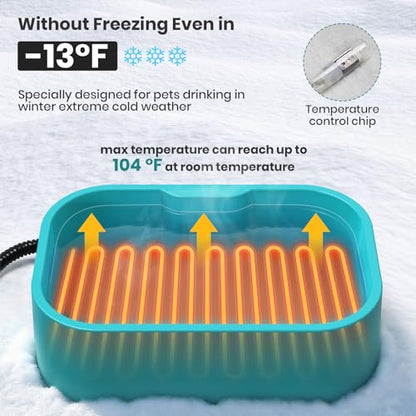 IPOW 1.45 Gal/5.5L Extra Large Heated Water Bowl with 5 Layers Design for Heating & Heat Preservation Provides Drinkable Water & Food in Winter Heated Pet Bowl for Cat Rabbit Chicken Duck Squirrel - color: Blue
