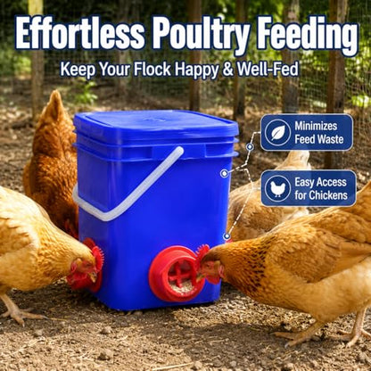 Automatic Feeder Chicken Feed Storage Bird Feeding System Unit Suitable for Farmyard Household Flock Management, Automatic Poultry Feeder with