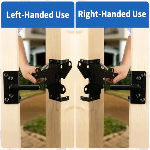 K Kasonic Self Closing Gate Hinges and Latch Kits, Heavy Duty Door Hinges Hardware Kit for Vinyl/PVC/Wooden Fence Gates, 90 Degree Adjustable, Fits 3/4" to 1" Gap with Adjuster Tool and Screws